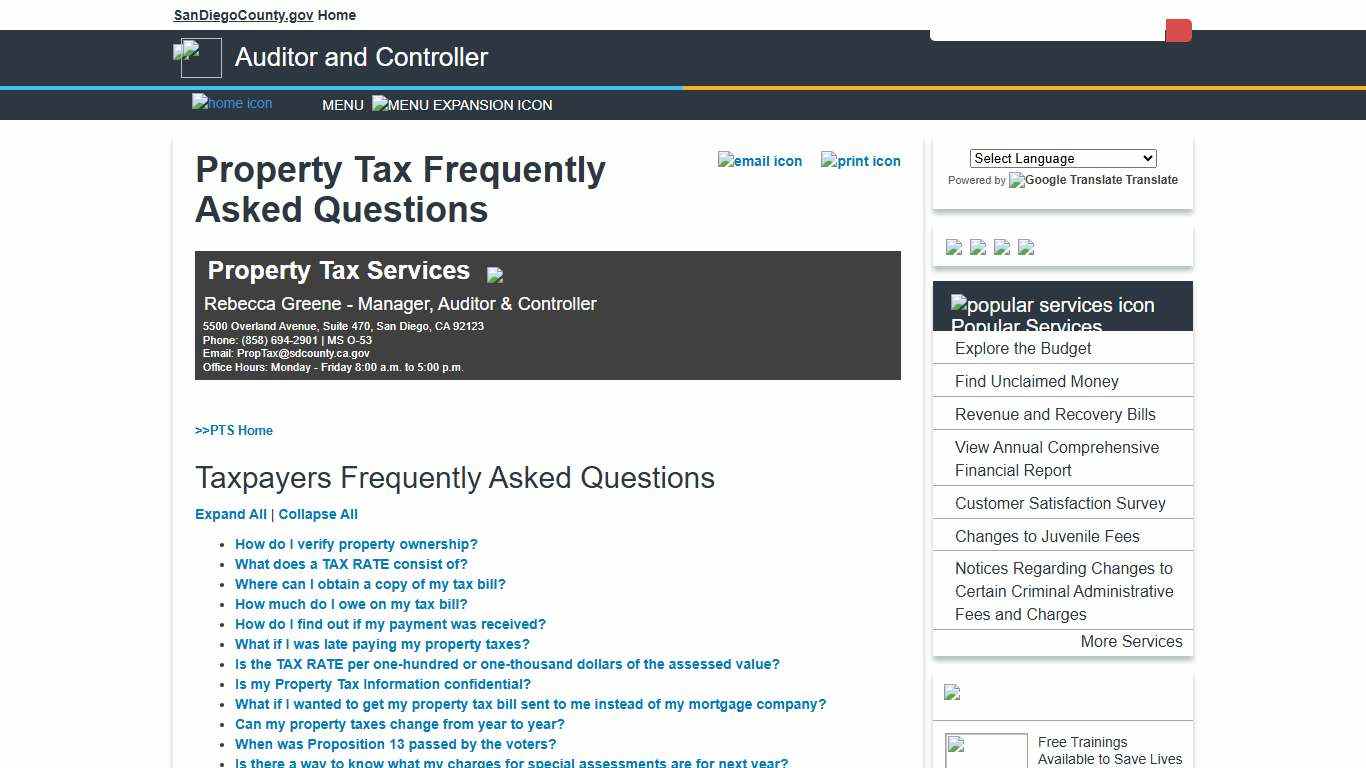 Property Tax Frequently Asked Questions