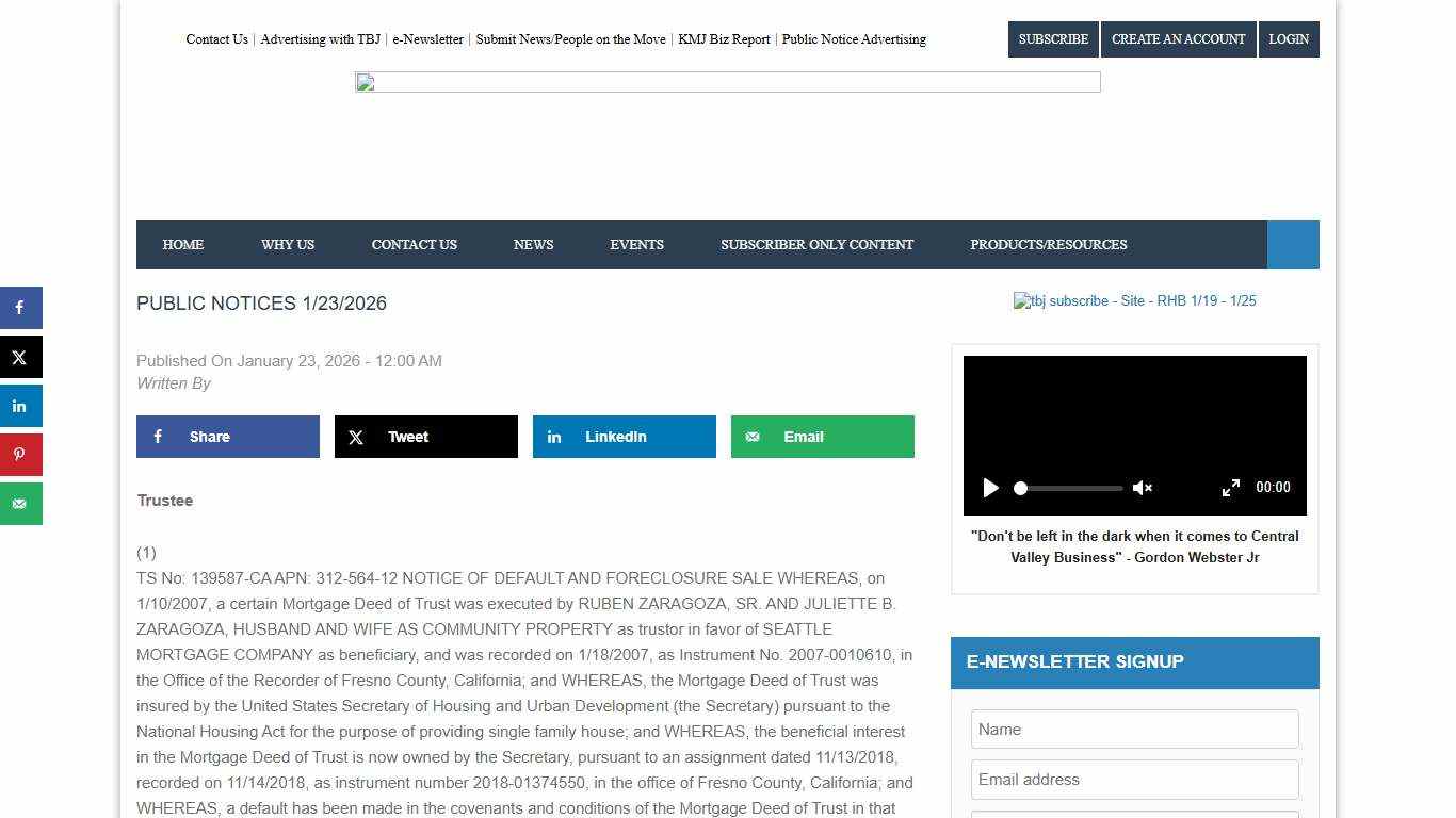 Public Notices 1/23/2026 - The Business Journal